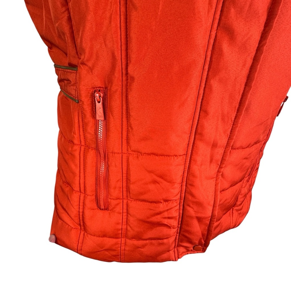 NEW Sporto Orange Rust XL Longline Quilted Jacket Vest Faux Fur Trimmed Hood - Picture 9 of 14